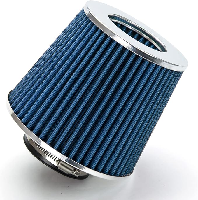 BLUE 2.75" 70 mm Inlet Cold Air Cone Replacement Performance Washable Clamp-On Dry Air Filter