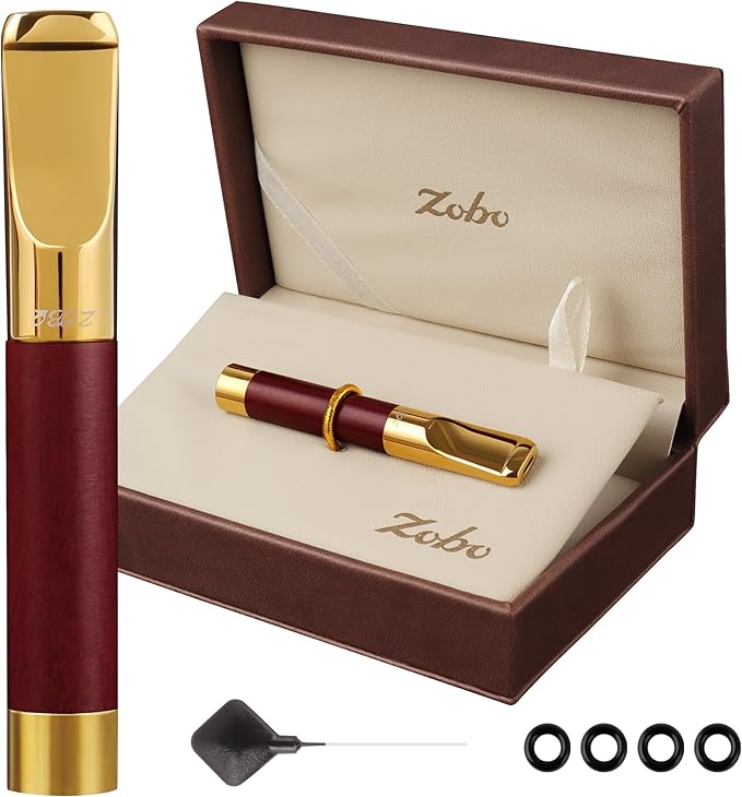 Reusable Washable Cigarette Filter Tips Mouthpiece Handcrafted Solid Wood Metal Smoking Cigarette Filter Never Fade Suitable for Coarse Fine Medium Birthdays Christmas Father Day Gift (Red Sandalwood)