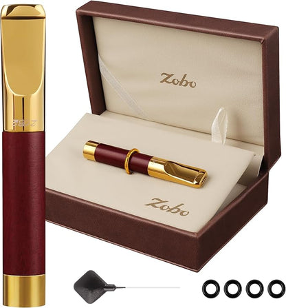 Reusable Washable Cigarette Filter Tips Mouthpiece Handcrafted Solid Wood Metal Smoking Cigarette Filter Never Fade Suitable for Coarse Fine Medium Birthdays Christmas Father Day Gift (Red Sandalwood)