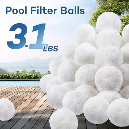 Pool Filter Balls - 3.1 lbs Reusable Filter Balls for Sand Filter, Replaces 100 lbs Pool Filter Sand, High Filtering Accuracy Cotton Balls for Pool Filter, 2 Inch Sand Filter Balls