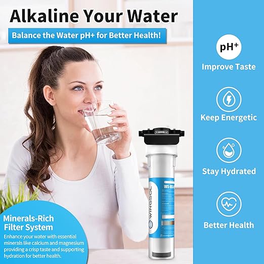 Under Sink Water Filter System, Reduce Heavy Metals/Chlorine/PFAS/PFOA/PFOS/Odor/Sediment, NSF/ANSI 42&53 Improve Taste, EZ Change Life Indication Mineral pH+ Under Sink Water Filter (Jumbo)