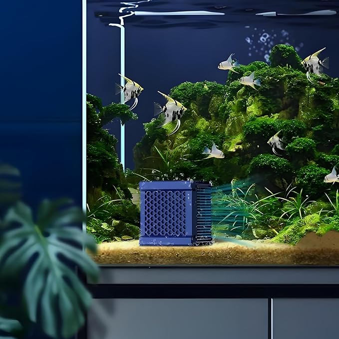 Pure Cube Water Trough Filter - Fish Tank Kit with Activated Carbon, Super Strong Honeycomb Aquarium Filter Media for Small Fish Tanks, Ponds & Livestock Water Purification (1PC, Blue)