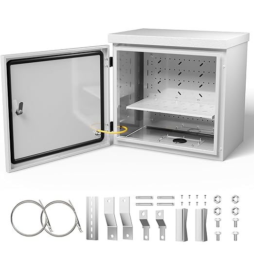 Steel Electrical Box, 16"x16"x8" Steel Enclosure, IP67 Waterproof & Rust-Resistant, Outdoor/Indoor Electrical Junction Box with Mounting Plate for Wall/Pole Mount
