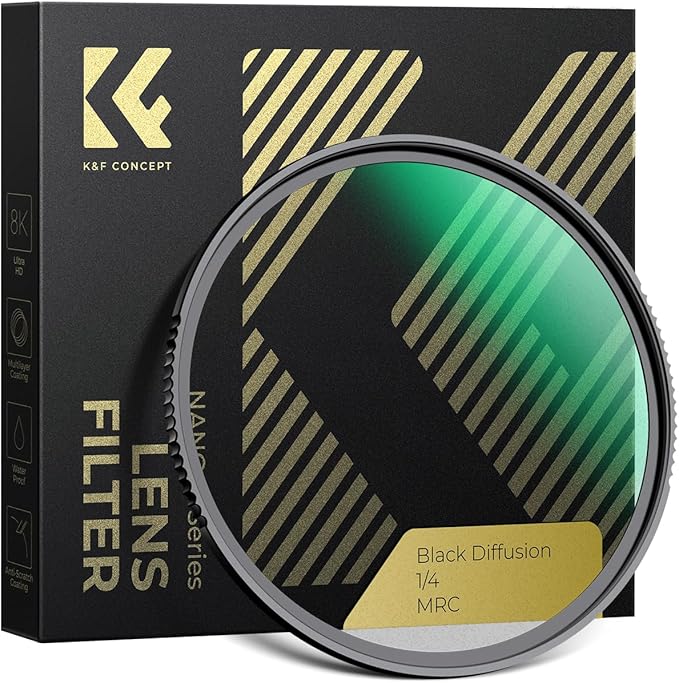 K&F CONCEPT 58mm Black Diffusion 1/4 Filter Mist Cinematic Effect Filter with 28 Multi-Layer Coatings Waterproof/Scratch Resistant for Video/Vlog/Portrait Photography