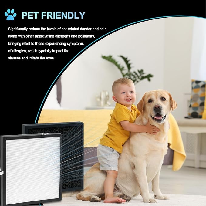 KJ217 Filter Replacement, Compatible with MOOKA KJ217 Smart Large Air Purifier, 3-in-1 H13 True HEPA with High-Efficiency Activated Carbon For Pets Dust Smoke Odor Dander Pollen, 2-PACK