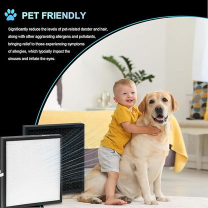 KJ217 Filter Replacement, Compatible with MOOKA KJ217 Smart Large Air Purifier, 3-in-1 H13 True HEPA with High-Efficiency Activated Carbon For Pets Dust Smoke Odor Dander Pollen, 2-PACK