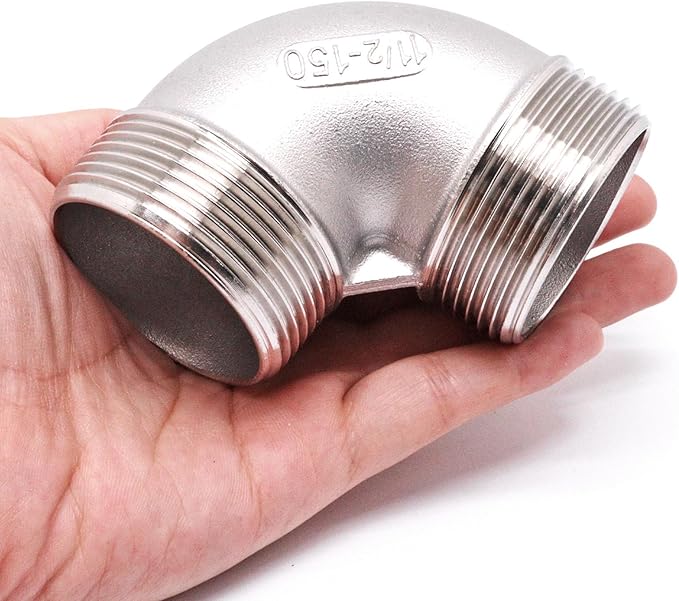90 Degree Elbow 1PCS, 1-1/2" NPT Male X 1-1/2" NPT Male 304 Stainless Steel Pipe Fitting, Connector Coupler Apply to Outdoor Garden Industrial