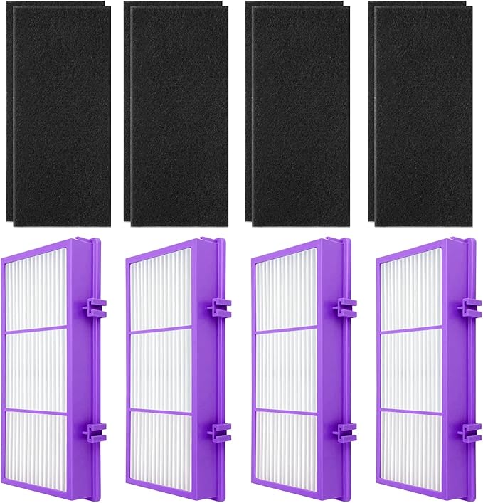 HAPF30AT-Total Air HEPA Type Filter Compatible with Holmes AER1 Aller-gen Remover Filter for HAPF300AP-U4 and HAP242-NU, Funmit 4 True HEPA Filters & 8 Activated Carbon Pre-Filters, Purple
