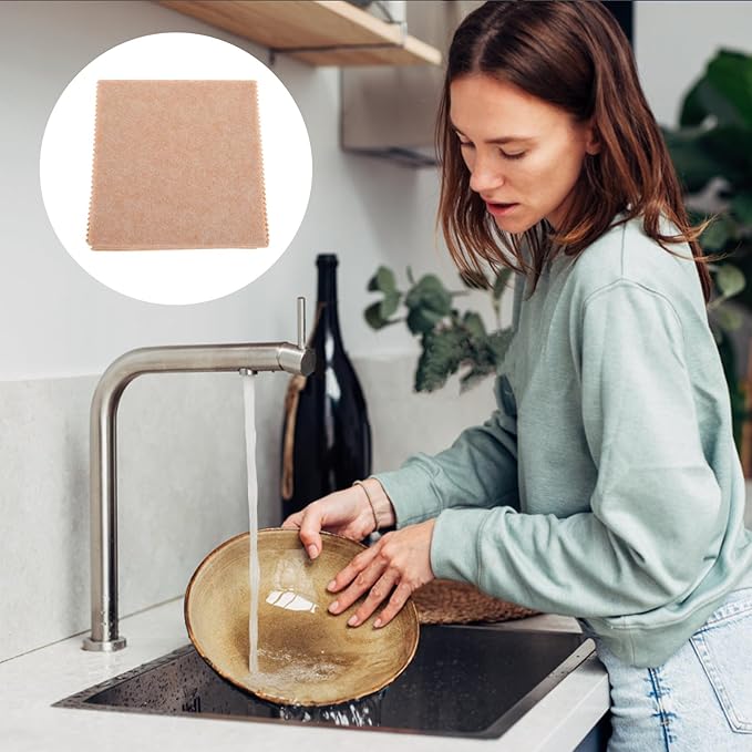 Happyyami 10pcs Loofah Dish Washing Towels 25x25cm Plant Kitchen Dishcloths Absorbent Oil-Resistant Utensil Scrubbers for Wet and Dry Use