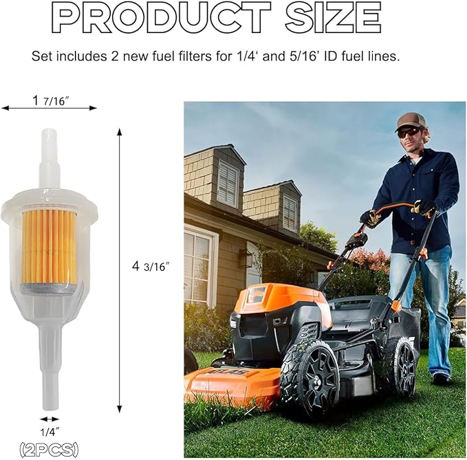 2 PCS Gas Inline Fuel Filters with Magnet, Inline Gas Fuel Filter for Motorcycle Lawn Mower Small Engine, 1/4" and 5/16" Fuel Filter Fit Snowmobiles, Tractors, Car Accessories (2PCS)