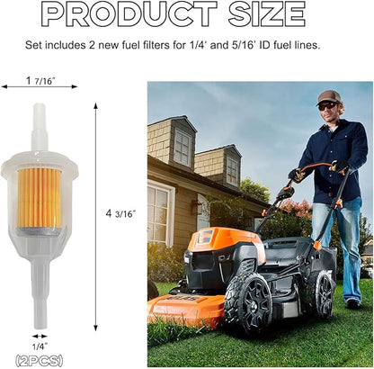 2 PCS Gas Inline Fuel Filters with Magnet, Inline Gas Fuel Filter for Motorcycle Lawn Mower Small Engine, 1/4" and 5/16" Fuel Filter Fit Snowmobiles, Tractors, Car Accessories (2PCS)
