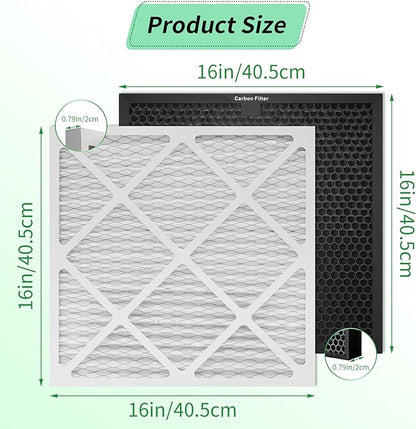 Activated Carbon/MERV-13 Filter Replacement Set, 16x16x1 inch High-Efficiency Replacement Filter for Commercial 550 Air Scrubber & Purifiers (Pack of 5)