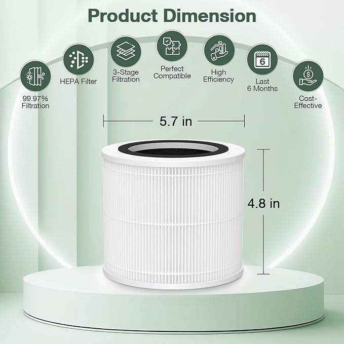 AP100 AP102 Replacement Filter Compatible with AromaRoom AP100-A, AP102, AP100-B, AP100-C, Core Mini Air Purifi-ers, 3-IN-1 HEPA and Activated Carbon Filter, 2Pack (White)