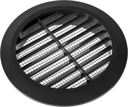 Black 4" Inch Round Ventilation Grille with Insect mesh. (Duct 4Ø / Grille 5Ø) Ventilation Applications. Indoor and Outdoor Vent Cover. Available 3 Sizes / 4 Colors.