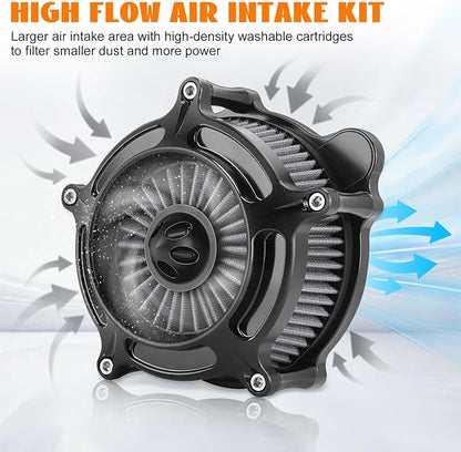 High Flow Air Cleaner Intake Filter System Kit Air Filters Cover for Harley Touring 2008-2016 Softail '16-'17 FLSTNSE '14-'15 FLSTSE 2011-2012 FXSBSE 2013-2014 Dyna FXDLS 2017
