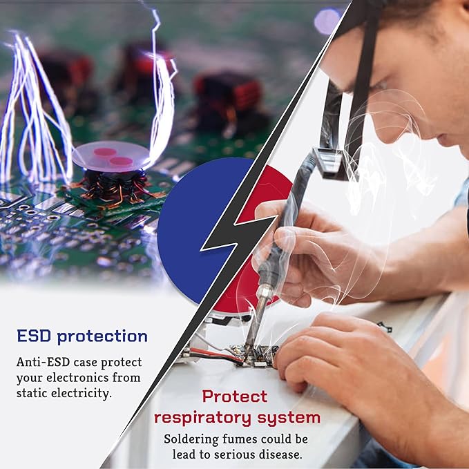 Antidious Fume Extractor Anti-ESD Solder Smoke Absorber Portable Filter for Soldering DIY Fan Extraction Equipment with Spare Activated Carbon for Brazing Welding Soldering, Fume Prevention Remover