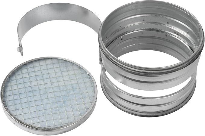 8" Inch Inline Round Duct Filter - G4 Class Filter with Mesh Screen - Dust Collection and Air Purification - Rigid or Flexible Vent Hose Filter