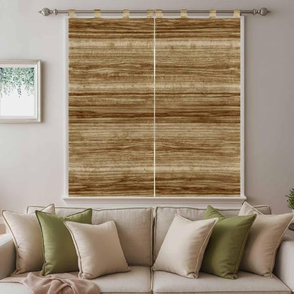 Vintage Western Bedroom Curtains 72 Inch Length, Window Curtains Tab Top, Rustic Farmhouse Wooden Grain Barn Door Light Filtering Window Treatments Drapes 52"x72" 2 Panel