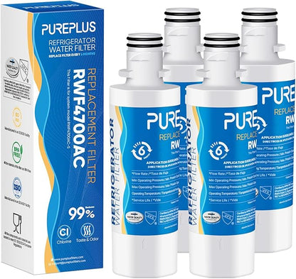 PUREPLUS MDJ64844601 Replacement for LG LT1000P ADQ747935, Kenmore 9980, LT1000, LT1000PC, ADQ74793501, ADQ74793502, LMXS28626S, LMXS30796S, Refrigerator Water Filter, Model: RWF4700AC, 4Pack