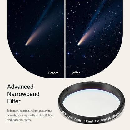 Astromania Telescope Filter 2 Inch Upgrated O-III Comet Filter Narrowband for Telescope, 99% High Transmission - Light Pollution Reduction for Astrophotography, Fit 2 Inch Telescope Accessory