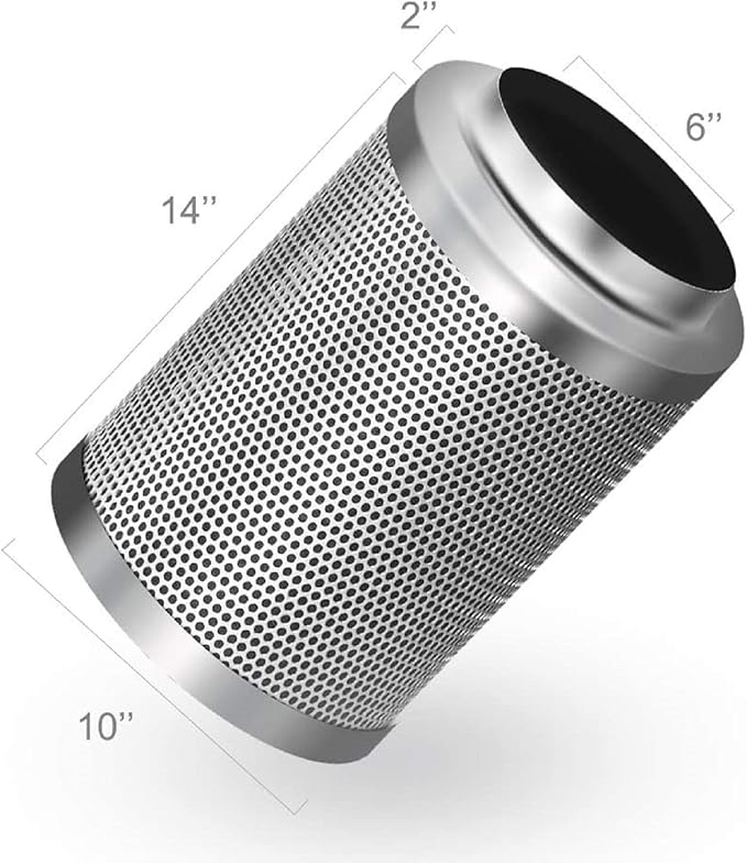iPower 6" Air Carbon Filter with Australia Virgin C for Inline Duct Fan, Grow Tent, Odor Scrubber Control, Hydroponics, Prefilter Included, 6", Reversible Flange