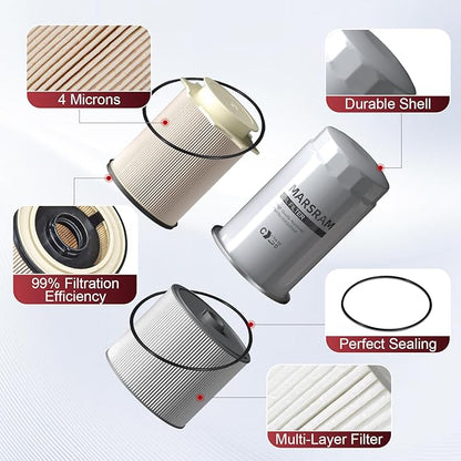 Marsram 6.7 Cummins Fuel Filter and Oil Filter Kit Fits for 2019-2023 Ram 2500 3500 4500 5500, 6.7 Cummins Oil Filter for 2019 2020 2021 2022 2023 Dodge Ram Replaces 68157291AA 68436631AA 5083285AA