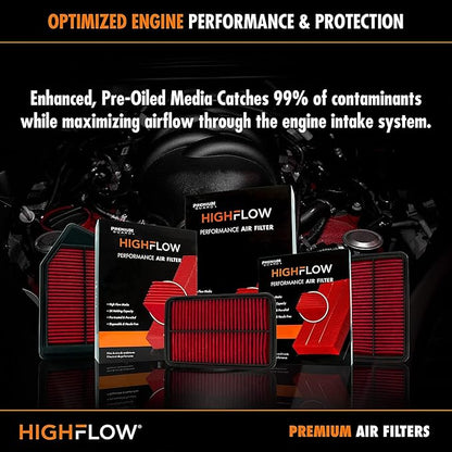 HIGHFLOW High Performance, Pre-Oiled Disposable Engine Air Filter PA99222X | Fits 2017-2025 Cadillac XT5, 2018-2024 Buick Enclave, 2019-2025 Chevrolet Blazer, 2020-2025 Cadillac XT6