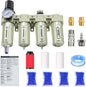 1/2" NPT Industrial Grade 4 Stage Air-Dryer-for-Compressor, Air-Compressor-Water-Separator-System for Plasma Cutter and Paint Spray, 3Filter&1Dryer System,Auto Drain
