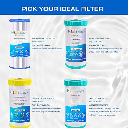 H&G Lifestyles 10" x 4.5 Water Descaler, Anti Scale Phosphate Filter Saltless Water Softener,Replacement Cartridge, Compatible with 84637, WPX5BB97P, PC10, 355214-45, 355215-45, WP10BB97P, WP5BB97P