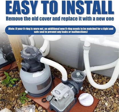 Filter Pump Cover - Trap Lid Replacement Part, Pool Pump Housing Cap with s | Valve Seal Container Cover, Sturdy Filter Trap Protector for Swimming Pools, Sand Filtration Units, Backyard Setup