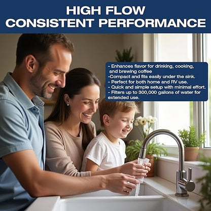 H&G Lifestyles Under Sink Water Filter System,Reduces PFAS, PFOA/PFOS, Lead, Chlorine, Bad Taste & Odor,with NSF 42/53 KDF GAC,with 3/8" Quick Connection Easy Installation,300,000 Gallons