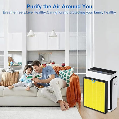 Vital 100S Pet Replacement Filter Compatible for Levoit Vital 100S Air Pu-ri-fier, 3 in 1 Filtration,Dust Pet Dander Filter&Pet Odor Activated Carbon Filter, Vital 100S-RF-PA(LRF-V102-YUS), Yellow, 2P