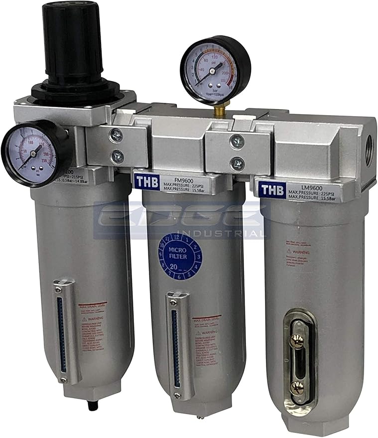 SUPER HEAVY DUTY HIGH FLOW AIR FILTRATION SYSTEM, 2 STAGE PARTICULATE FILTER PLUS OIL REMOVING COALESCING FILTER COMBINATION (3/4" NPT, AUTO DRAIN)
