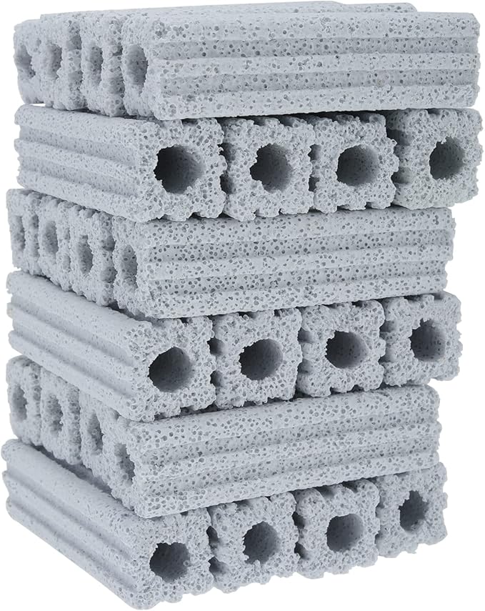 RealPlus Ceramic Bio Filter Media for Aquarium Sump Canister Pond Fish Tank, Vast Surface Area (3.8" Length / 72pcs)