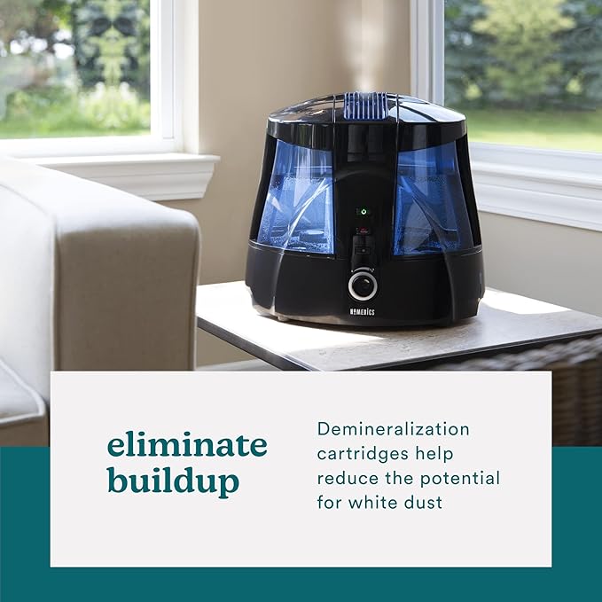 HoMedics Demineralization Cartridge for Ultrasonic Humidifiers – 4-Pack Humidifier Filter Replacements, Filters Mineral Deposits and Purifies Water in Air Humidifiers for Bedroom, Plants, Office Blue