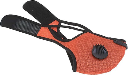 ASA Techmed Reusable Dual Air Breathing Valve Face Mask Cover with Activated Carbon Filter (Orange Cycling)