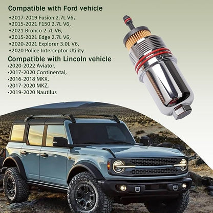 Aluminium Oil Filter Cap Cover Compatible With Ford Lincoln Vehicle Fusion F150 Bronco Edge Explorer 2015-2021, Aviator Continental MKX MKZ 2016-2022, Replace#FT4Z6A832C FT4Z-6A832-C