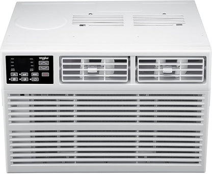 Whirlpool 18,000 BTU Window Air Conditioner with Dehumidifier, 230V, Window AC for Large Rooms up to 1000 Sq. Ft., Bedroom, Living Room, Apartment, with Remote, 3 Speeds, and 24H Timer, White