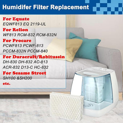 4 Pack WF813 Humidifier Filter Replacement, Upgraded Humidifier Wick Filter for ReliOn RCM-832 RCM-832N, for ProCare PCWF-813 PCCM-840, for Equate EQWF813 EQ 2119-UL Cool Mist Humidifier Filters