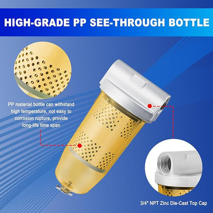 3/4" NPT Top Cap 495 Bowl Fuel Tank Replacement for Gasoline and Diesel Water Separate 10 Micron Filtration Oil Filter Assembly with Wrench
