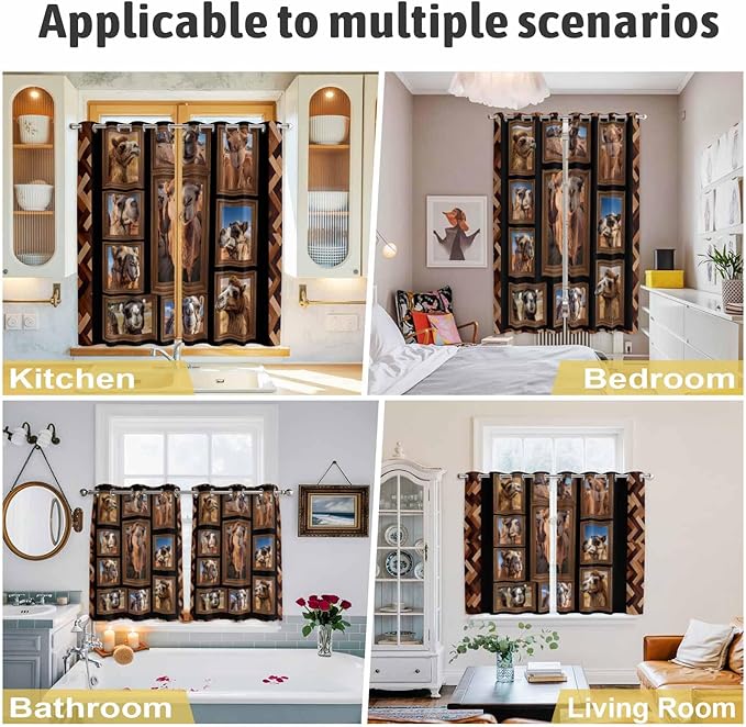 2 Panel Kitchen Cafe Curtains, Desert Camels Sunlight Filtering Nature Air Through, Home Decor Window Covering Tier Curtains for Living Room 55W x 39L inch Brown Wildlife Farmhouse Animals Rustic