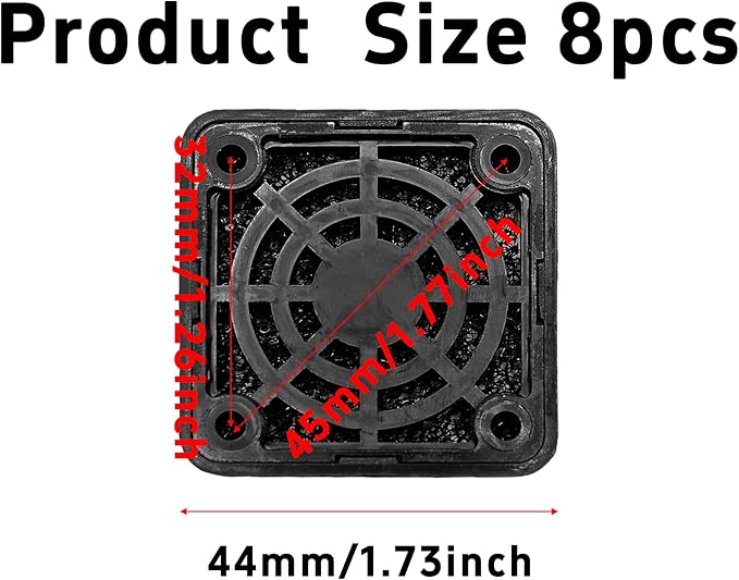 8Pcs 40mm Cooling Fan Filter, Plastic Dustproof Mesh Cover for PC Computer Case, Effective Dust Protection, Easy Installation, Reusable Filter Grill Black
