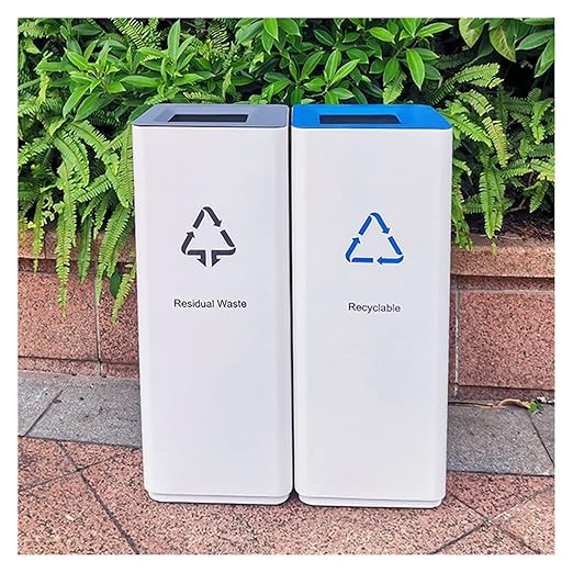 GLigeT Outdoor Trash can White Combined Trash Can Large-Capacity Square Sorting Trash Can Outdoor Direct Throw Trash Can Without Cover, Anti-Fingerprint Technology 48L Trash Can (Size : E)