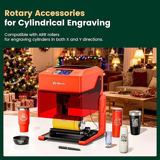 AlgoLaser 5W Laser Engraver Machine: Portable & Smart with 3.5" Touch Screen, Hand Drawing/Wireless/SD Card/Offline Engraving, AlgoOS 2.0 Self Developed System for Wood, Acrylic, Leather