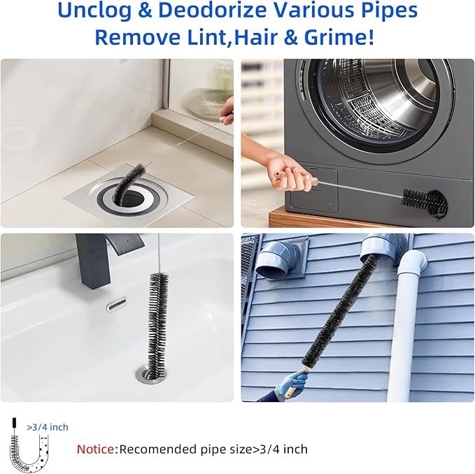 Dryer Vent Cleaner Kit 5 Pack for Fire Prevention-Home Essentials Long Flexible Dryer Vent Brush for Lint Trap-Multipurpose Household Cleaning Tools