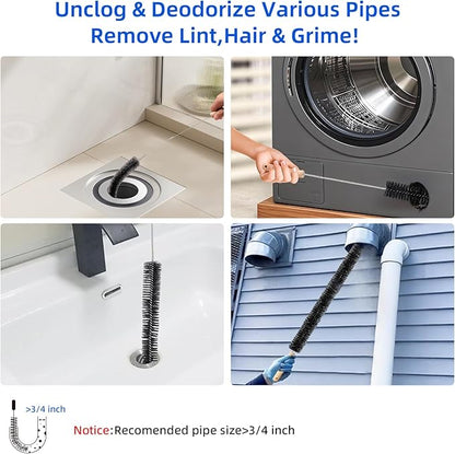 Dryer Vent Cleaner Kit 5 Pack for Fire Prevention-Home Essentials Long Flexible Dryer Vent Brush for Lint Trap-Multipurpose Household Cleaning Tools