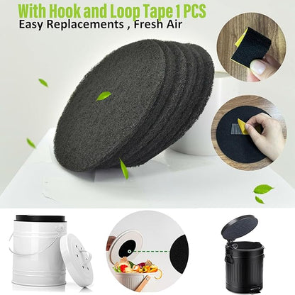 6.7 inch Kitchen Compost Bin Charcoal Filter Replacements, 12 Pack Compost Pail Replacement Carbon Filters 6.7 inch, Round Activated Compost Filters Countertop Bin Bucket