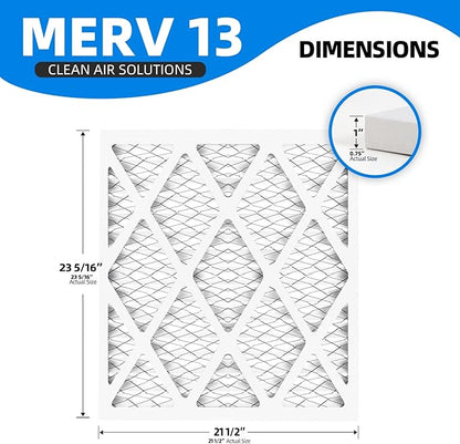 (6 Pack) 21 1/2x23 5/16x1 Air Filter, MPR 1900 & FPR 10, MERV 13 Pleated Air Filter (Actual Size:21 1/2x23 5/16x3/4 inch)