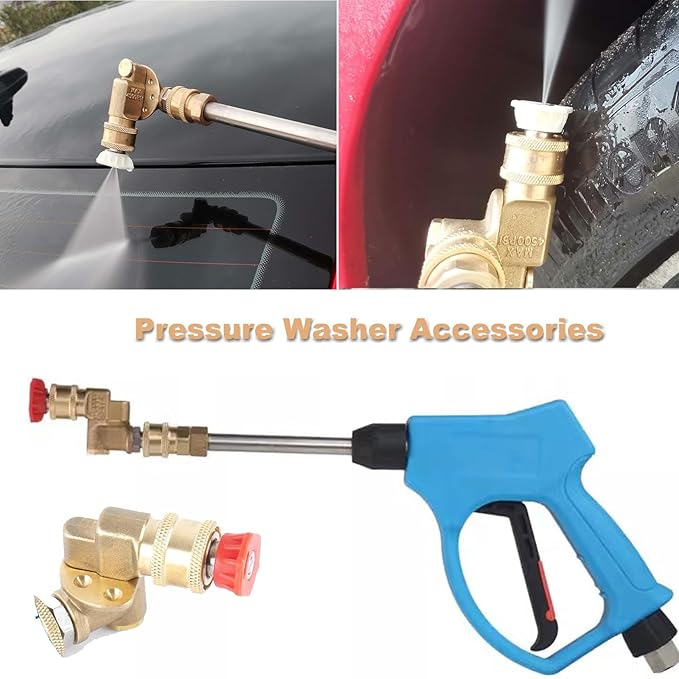 Lucstar Radiator Cleaning Wand Accessories,Quick Connect Pivoting Coupler, 240 Degree with 7 Angles for Pressure Washer Nozzle Tips,Pressure Washer Gutter Attachment
