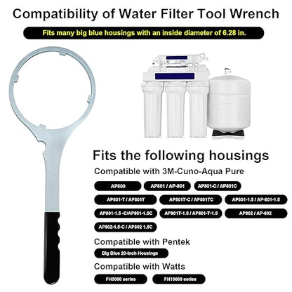 Whole House Water Filter Wrench 6.29 in, Compatible with SPBW-2 Big Blue Metal Water Filter Housing Wrench
